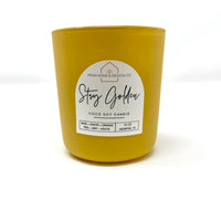 12 oz Stay Golden candle in Canary glass jar hand-poured in Memphis, TN